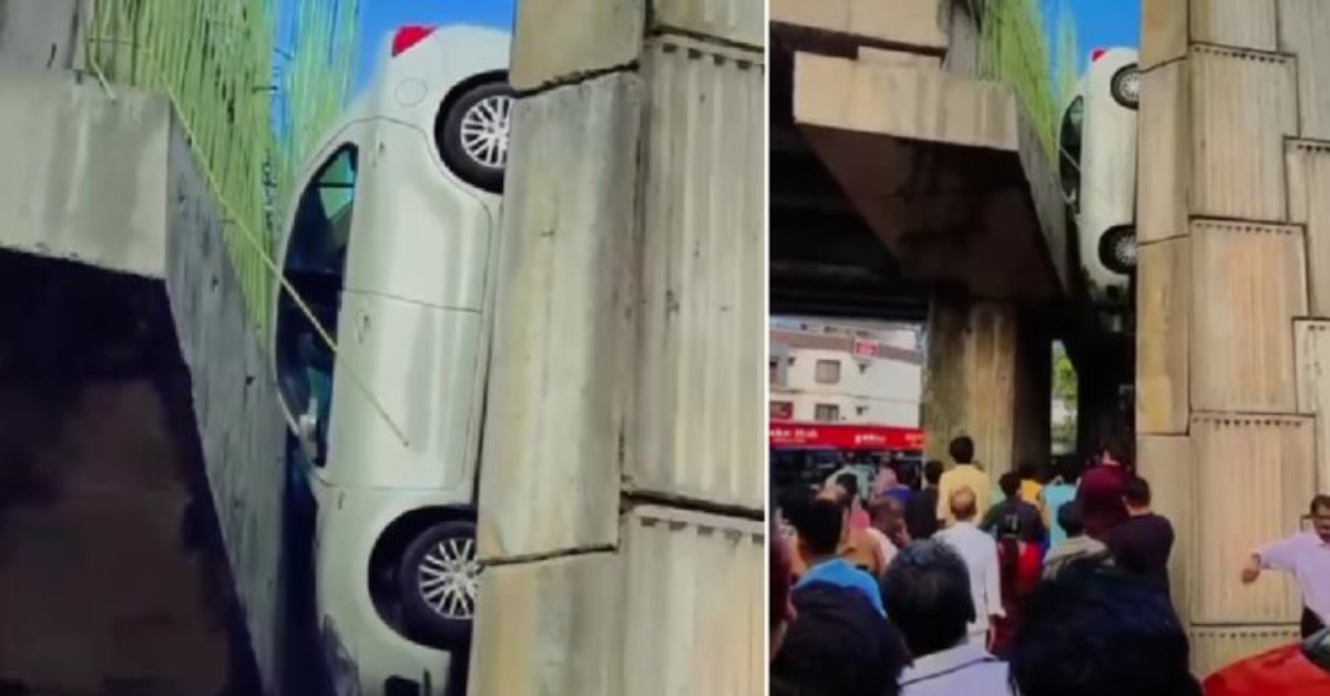 Maruti Dzire Falls Off Unconstructed Bridge in Kerala