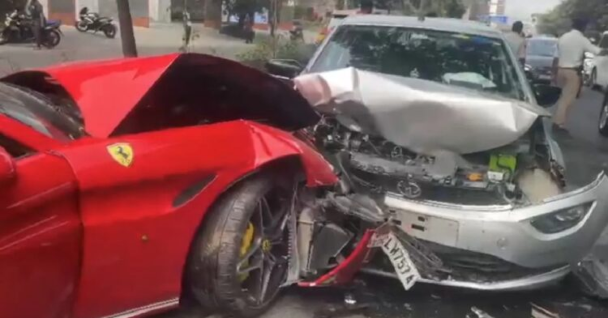 Ferrari California ₹3.4 Crore Crashes Into Tata Altroz in Hyderabad
